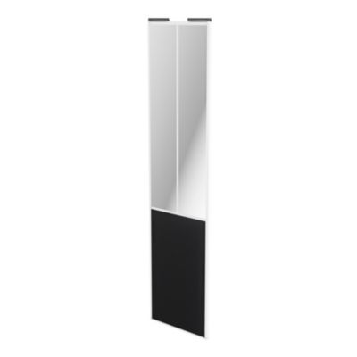 Porte de placard coulissante atelier noir mat profil blanc GoodHome Arius H. 248,5 x L. 61.2 cm + am