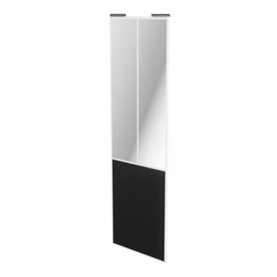 Porte de placard coulissante atelier noir mat profil blanc GoodHome Arius H. 248,5 x L. 76.2 cm + am