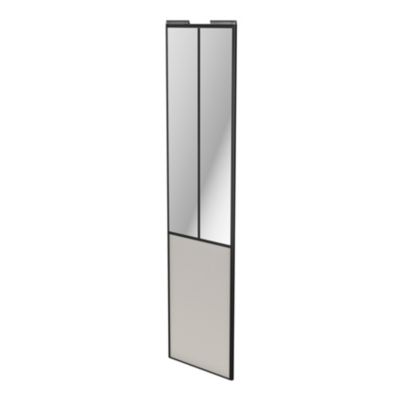 Porte de placard coulissante atelier gris clair mat profil noir GoodHome Arius H. 248,5 x L. 61.2 cm