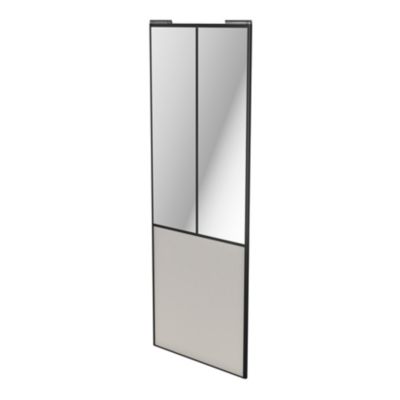 Porte de placard coulissante atelier gris clair mat profil noir GoodHome Arius H. 248,5 x L. 91.2 cm