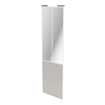Porte de placard coulissante atelier gris clair mat profil blanc GoodHome Arius H. 248,5 x L. 76.2 c