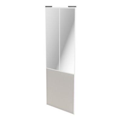 Porte de placard coulissante atelier gris clair mat profil blanc GoodHome Arius H. 248,5 x L. 91.2 c