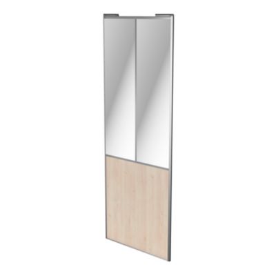 Porte de placard coulissante atelier effet chêne clair profil gris GoodHome Arius H. 248,5 x L. 91.2