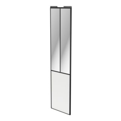 Porte de placard coulissante atelier blanc profil noir GoodHome Arius H. 248,5 x L. 61.2 cm + amorti