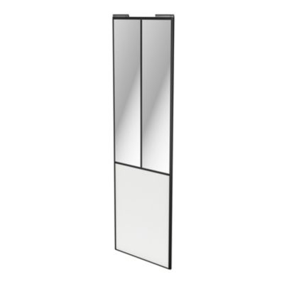 Porte de placard coulissante atelier blanc profil noir GoodHome Arius H. 248,5 x L. 76.2 cm + amorti
