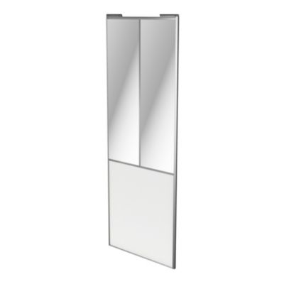 Porte de placard coulissante atelier blanc profil gris GoodHome Arius H. 248,5 x L. 91.2 cm + amorti