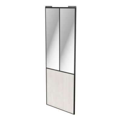 Porte de placard coulissante atelier bois nordique profil noir GoodHome Arius H. 248,5 x L. 91.2 cm 