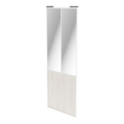 Porte de placard coulissante atelier bois nordique profil blanc GoodHome Arius H. 248,5 x L. 91.2 cm