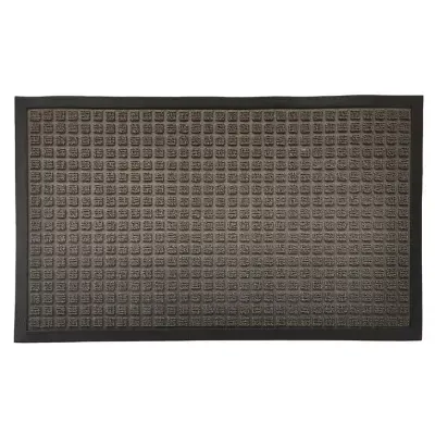 Tapis d'entrée polypropylène Boykins GoodHome gris L.45 x l.75 cm