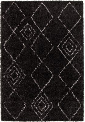 Tapis Shaggy Coltrane motif Berbère L. 160 x l. 230 x ep. 3 cm noir GoodHome