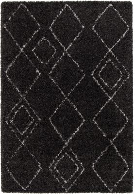 Tapis Shaggy Coltrane motif Berbère L. 170 x l. 120 x ep. 3 cm noir GoodHome