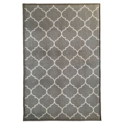 Tapis rectangle Bromberg GoodHome gris et blanc L.90 x l.60 x ep.0,5 cm