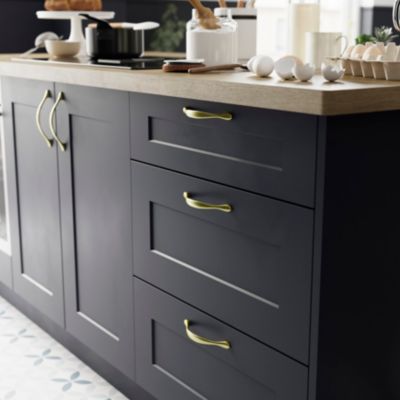 Poignée de meuble de cuisine GoodHome Chervil effet laiton L. 15,86 cm, 2 pièces - Goodhome