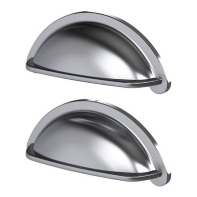 Poignée de meuble de cuisine GoodHome Chervil effet inox L. 9,46 cm, 2 pièces - Goodhome