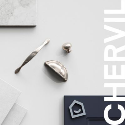 Poignée de meuble de cuisine GoodHome Chervil effet nickel L. 3,2 cm, 2 pièces - Goodhome