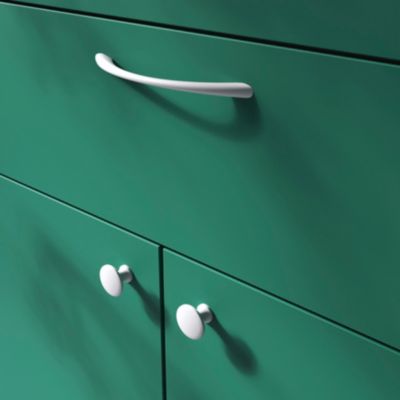 Poignée de meuble nœud GoodHome Primel mat blanc l.160mm x l.9mm x H. 27mm entraxe 128mm