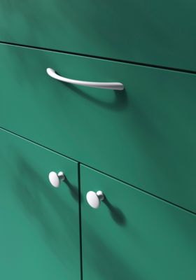 Bouton de meuble arrondi Primel GoodHome mat blanc Ø2.9cm x l.2.9cm x H.2.1cm x P.2.1cm