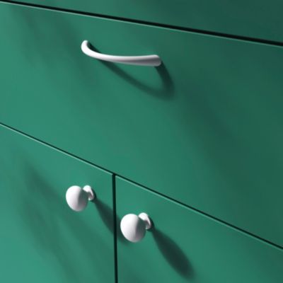 Poignée de meuble nœud GoodHome Primel mat blanc l.114mm x l.11mm x H. 27mm entraxe 96mm