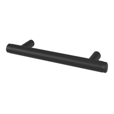 Poignée de meuble en T GoodHome Irus acier mat noir l.136mm x l.12mm x H. 35mm entraxe 96mm