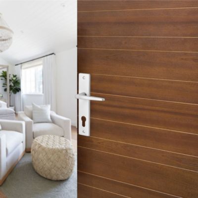 Ensemble poignée sur plaque rectangulaire Colan effet argenté satin gris chromé L.106mm x l.39.8mm e