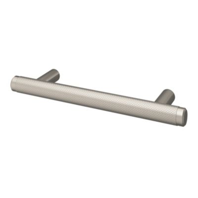 Poignée de meuble en T GoodHome Irus acier effet nickel satin gris l.136mm x l.12mm x H. 35mm entrax