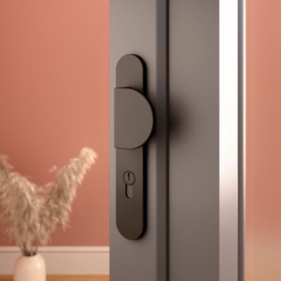 Ensemble poignée sur plaque rond GoodHome Govlin noir l.x l.40mm entraxe 195mm