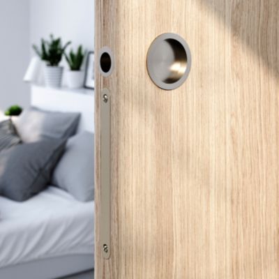 Galandage rond à visser GoodHome Minzh effet nickel satin gris Ø55mm