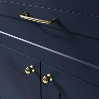 Poignée de meuble nœud GoodHome Tudy Laiton effet laiton doré l.143mm x H. 16mm entraxe 128mm