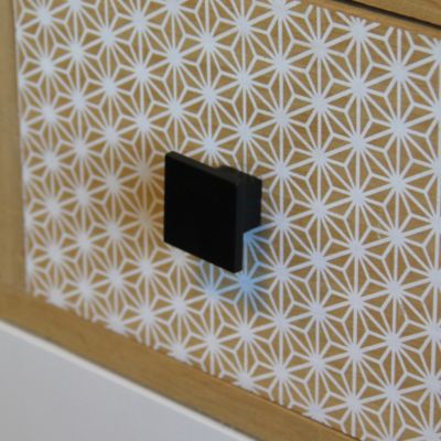 Bouton de meuble carré Kaon noir L.3 x P. 1,9 cm