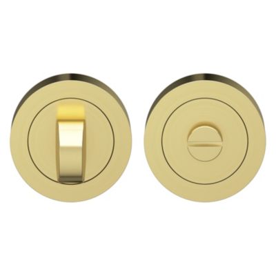 Rosace de fonction rond à visser à condamnation GoodHome Duod effet laiton satin or Ø50mm