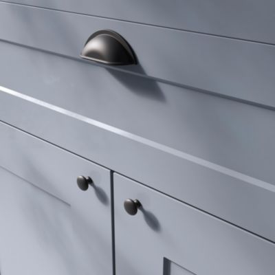 Poignée de meuble demi-ronde GoodHome Govlin mat noir l.81mm x l.30mm x H. 30mm entraxe 64mm