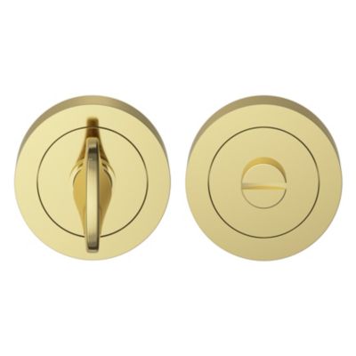 Rosace de fonction rond à visser à condamnation GoodHome Duod effet laiton or Ø50mm