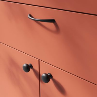 Poignée de meuble nœud GoodHome Primel mat noir l.114mm x l.11mm x H. 27mm entraxe 96mm