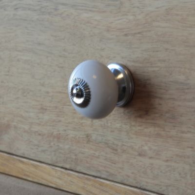 Bouton de meuble Porcelaine Vras GoodHome blanc Ø4 cm