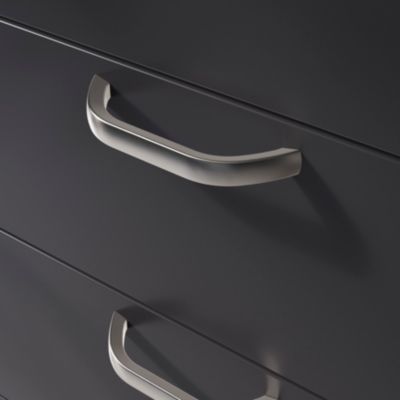 Poignée de meuble nœud GoodHome Irvil aluminium effet nickel satin gris l.110mm x l.12mm x H. 30mm e