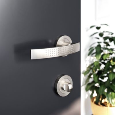 Rosace de fonction rond à visser à condamnation GoodHome Duod essential effet nickel satin gris Ø50m