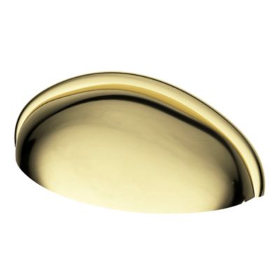 Poignée de meuble demi-ronde GoodHome Armel effet laiton doré l.79mm x l.28mm x H. 26mm entraxe 64mm
