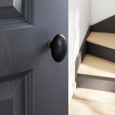 Bouton de porte double ovale GoodHome noir l.42 x H. 65mm