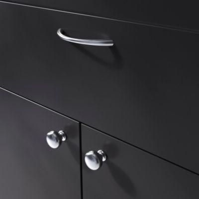 Poignée de meuble nœud GoodHome Primel effet chromé gris l.114mm x l.11mm x H. 27mm entraxe 96mm