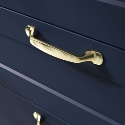 Poignée de meuble nœud GoodHome Govlin aluminium effet laiton doré l.131mm x l.19mm x H. 24mm entrax