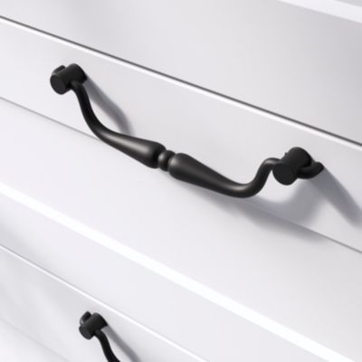 Poignée de meuble nœud GoodHome Kilhog mat noir l.143mm x H. 35mm entraxe 128mm