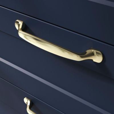 Poignée de meuble nœud GoodHome Govlin aluminium effet laiton doré l.164mm x l.20mm x H. 24mm entrax