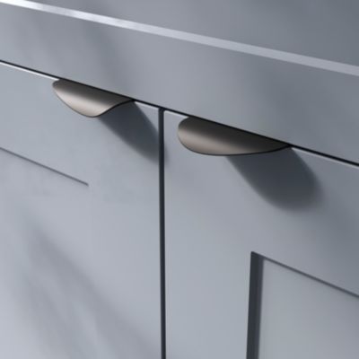 Bouton de meuble Mehaban GoodHome mat noir Ø8cm x l.4.3cm x H.1.3cm x P.1.3cm