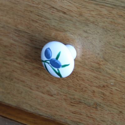 Bouton de meuble arrondi Locarn bleu et blanc Ø3.2cm x P.2.5cm