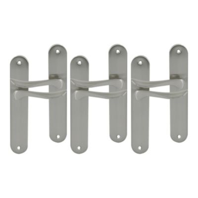 Lot 3 poignées de porte Colours Renge sur plaque 195 métal chrome mat