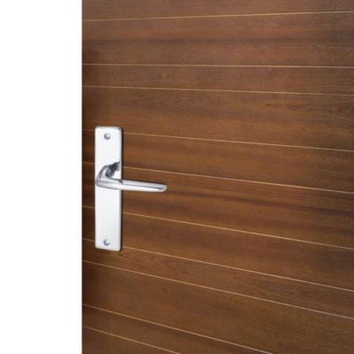 Ensemble poignée sur plaque rectangulaire Colan effet chromé brillant gris L.106mm x l.39.8mm entrax