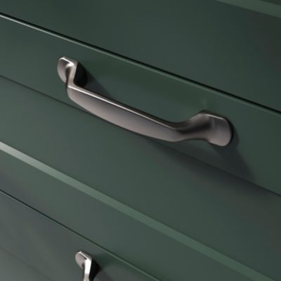 Lot 6 poignées de meuble nœud GoodHome Govlin aluminium effet nickel satin gris l.131mm x l.19mm x H