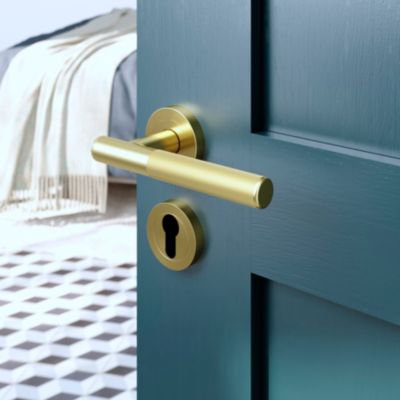 Rosace de fonction rond à visser GoodHome Duod effet laiton satin or Ø50mm