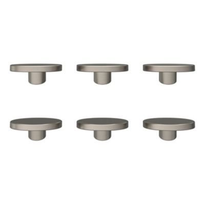 Lot 6 boutons de meuble arrondi Minzh GoodHome effet nickel Ø3.5cm x H.2cm