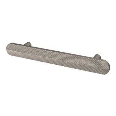 Poignée de meuble arrondi GoodHome Garlan aluminium effet nickel satin gris l.136mm x l.15mm x H. 27